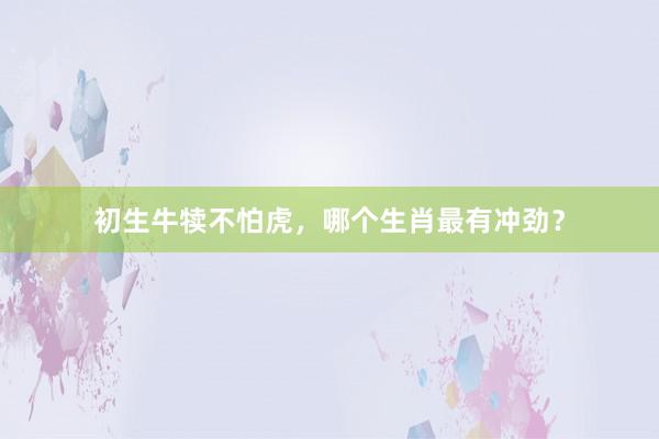 初生牛犊不怕虎，哪个生肖最有冲劲？
